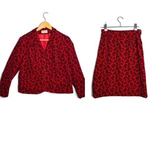 1960s Mod Paisley Velvet Vintage Skirt Suit